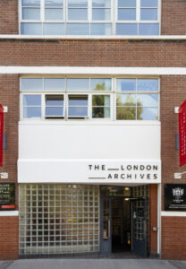 The entrance of The London Archives building.